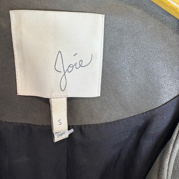 Joie - 100% Lamb Leather Fringe Moto Style ZENO Leather Jacket - Gray - Small - Picture 4 of 9